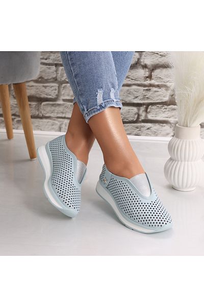 MODA STİL Women's casual shoes in blue natural leather Watifa, 40