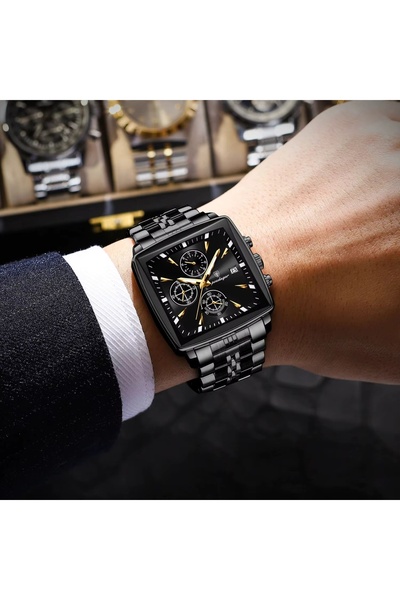 delis Ceas barbatesc Poedagar CS1820, otel inoxidabil, argintiu-auriu, cadran negru