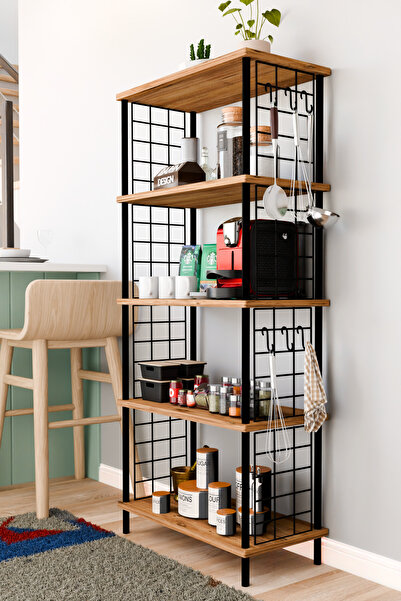 BARIN DESIGN 5 Raflı Çevir Kur Çok Amaçlı Raf – Tel Yan Panel, Açık Raf Siste...