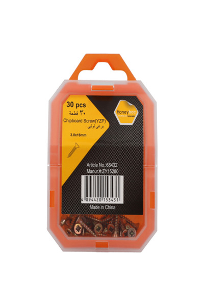 HONEYBEE 30 قطعة من براغي اللوح الخشبي المقاومة للصدأ في صندوق تخزين