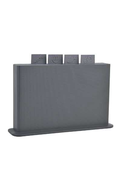 Parfait 4-Piece Rectangular Kitchen Cutting Board with Stand Grey