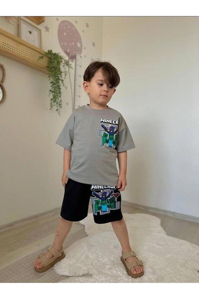 Ral Sport Mine Craft Boy's Shorts Suit Gray