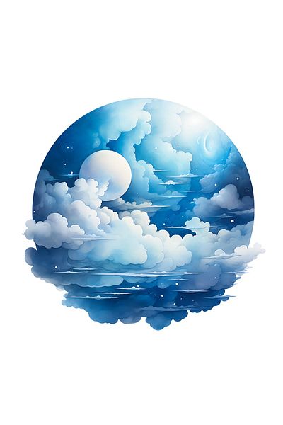 INOVATIX Set of 8 pieces, Moon and blue sky sticker, INOVATIX®. 6 cm