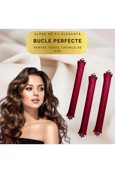 OEM Set of 3 heatless curlers, soft foam rollers, velvet, for durable and natural curls.