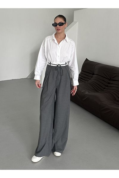 My Blog Anthracite Rope Belt Detailed Design Trousers - 3576