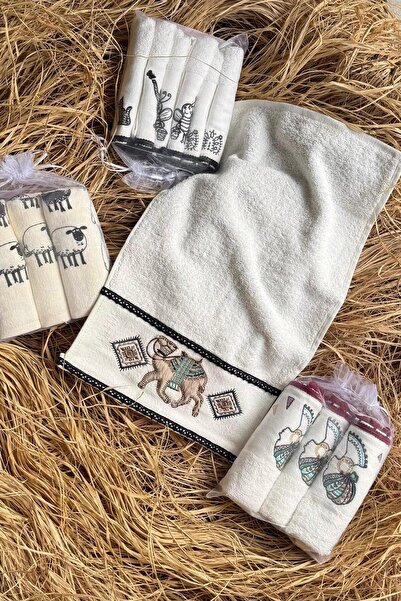 Home أورلا ستيتش |   مجموعة مناشف المطبخ المكونة من 3 قطع مطرزة على شكل جمل م...