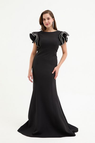 Lafaba Women's Black Backless Long Evening Dress