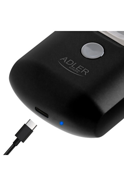 adler Adler AD 2936 mini shaver, 250 mAh, USB type C, for travel, cordless, black/stainless steel