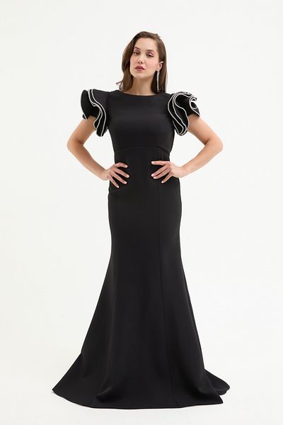 Lafaba Women's Black Backless Long Evening Dress
