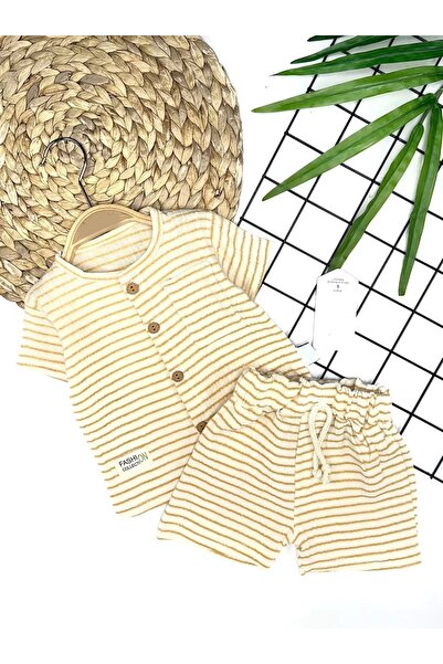 ALFA AKSESUAR 03 9-12-18-24 شهرًا طقم صيفي مكون من قطعتين من قماش الموسلين ال...