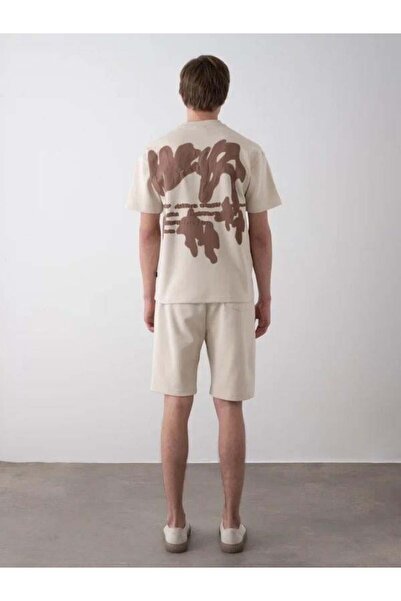 Zekids Boy's Back Printed Cotton Oversize T-Shirt Shorts Set