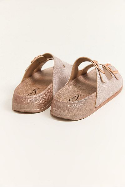 Raneel Kazançlı Alışveriş Double Tape Buckle Comfortable Sole Slippers Powder