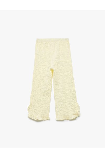 Koton Crinkle Ruffle Detailed Wide Leg Pants with Elastic Waist