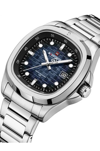 Naviforce NF9240 Square Unique temperament Silver bracelet strap with Blue dial Analog Watch - For M