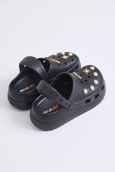 Raneel Kazançlı Alışveriş High Sole Closed Front Slippers Black