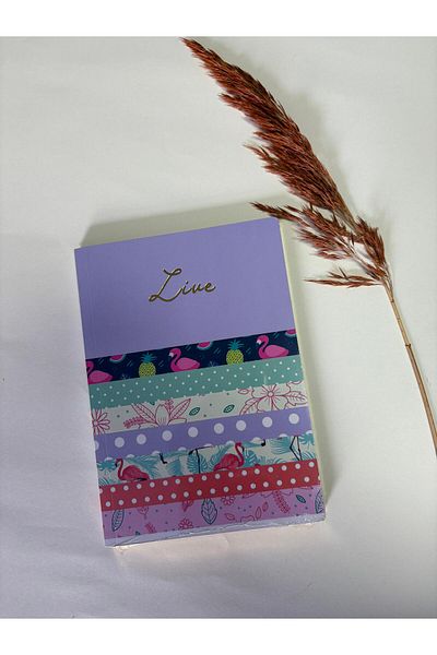 Adalinhome Atakids Lizy Glittery Edged Striped Notepad – 96 Sheets