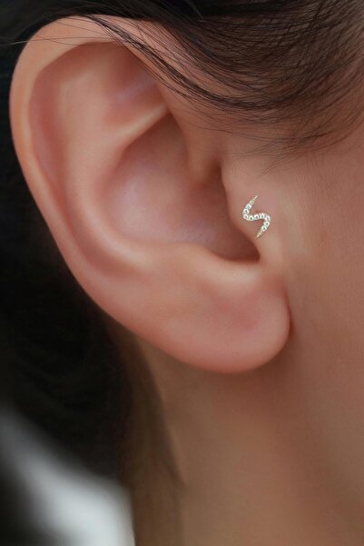 Bayar Gold 14 Ayar Altın Kıvrımlı Tragus Piercing
