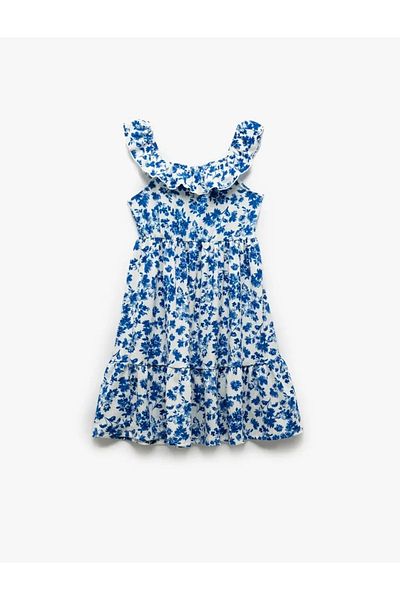 Koton Kids Girls Ruffle Detail Off Shoulder Sleeveless Floral Dress
