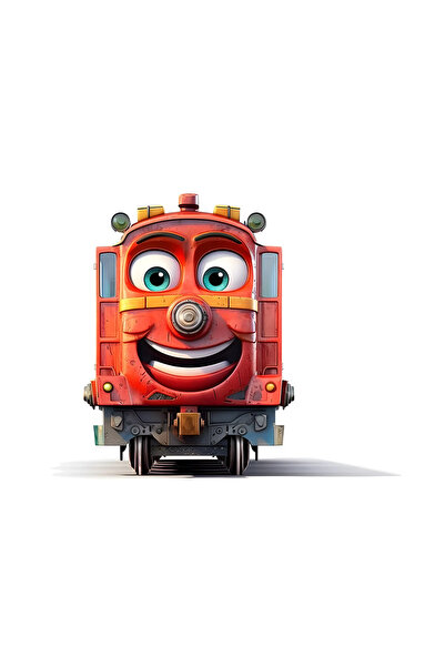 INOVATIX Set de 8 piese, autocolant locomotivă roșie cu ochi, INOVATIX®. 6 cm