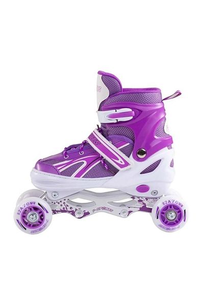 kutuTR Adjustable 2+2 Lighted Metal Practice Skates with Bag Brake Skates
