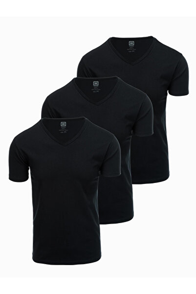 OMBRE BASIC Herren-Hemd-Set aus Baumwolle mit V-Ausschnitt - Schwarz OM-TSBS-...