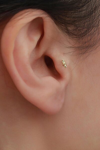 Bayar Gold 14 Ayar Altın Taşlı Deniz Yıldızı Tragus Piercing