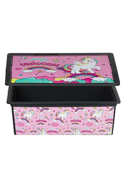 OEM Toy Box with Unicorn Lid, Yupy, pink plastic 25l, 52.5x37x17.5 cm