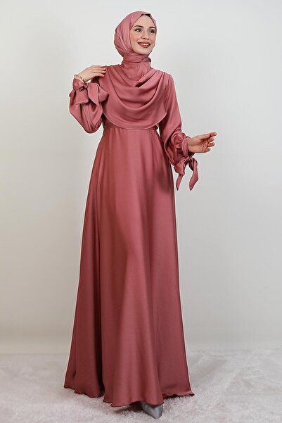 giz astore Kol Bağlamalı Degaje Abiye Pembe