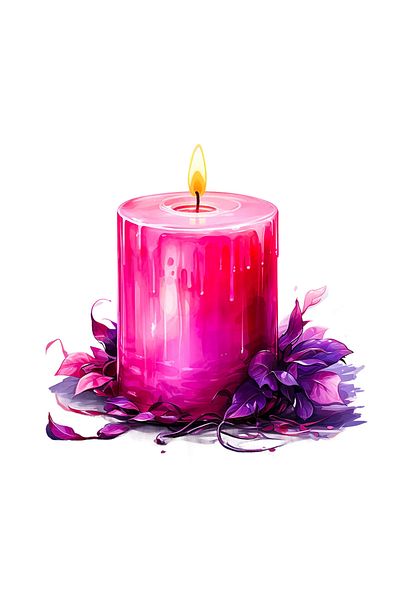 INOVATIX Set of 8 pieces, Pink candle sticker with flowers, INOVATIX®. 6 cm