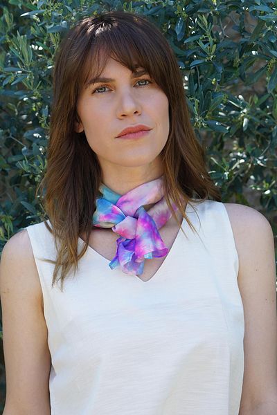 Defne&Apollon İpekçilik 100% Silk Small Scarf Batik - Rainbow
