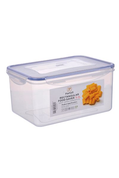 Parfait Rectangular Airtight Leak-Proof Food Container Clear and Blue 5.2 Liter