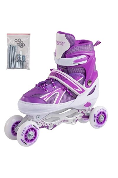 kutuTR Adjustable 2+2 Lighted Metal Practice Skates with Bag Brake Skates