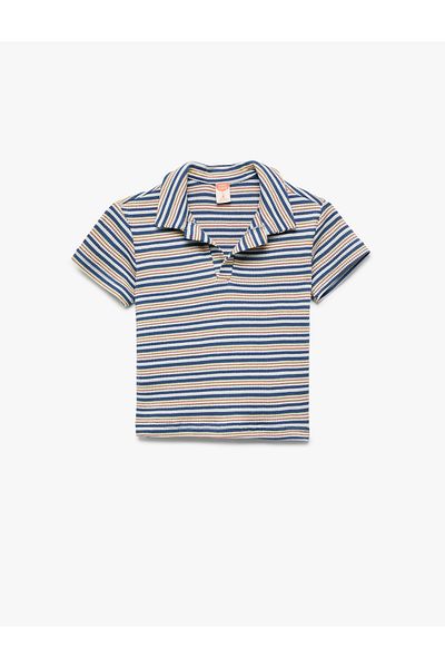 Koton Striped Short Sleeve Cotton Polo Neck T-Shirt