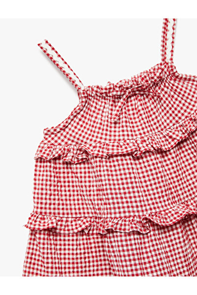 Koton Slim Strap Bow Detail Layered Ruffle Dress