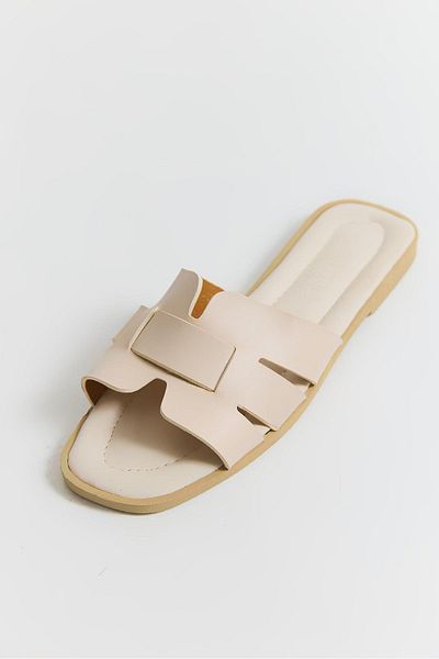 Raneel Kazançlı Alışveriş Comfortable Sole Open Front Women's Slippers Cream