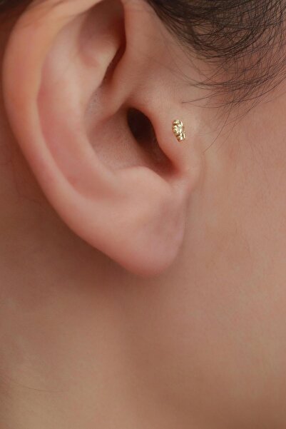 Bayar Gold 14 Ayar Altın Taşlı Kar Tanesi Tragus Piercing