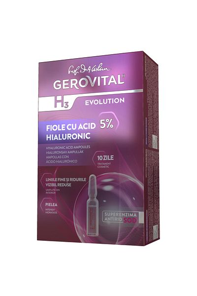 GEROVITAL Fiole cu acid hialuronic H3 Evolution, Tratament facial, 20 ml