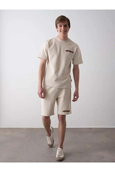 Zekids Boy's Back Printed Cotton Oversize T-Shirt Shorts Set