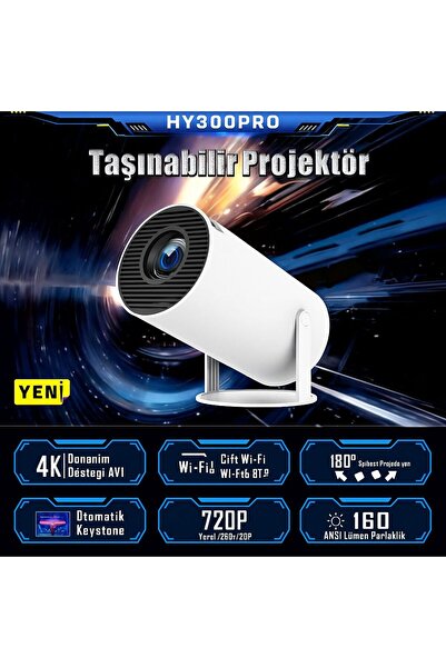LENSUN Hy300 Pro 4k Taşınabilir Sinema Projeksiyon 1280*720p Ev Sineması Andr...