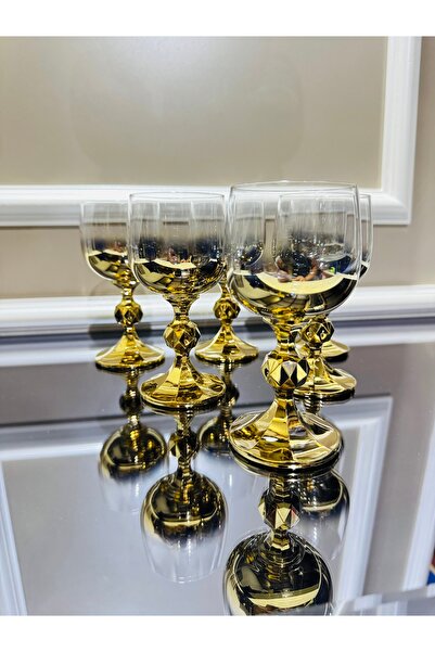 EVRA Bohemia Kristal Titanyum Gold Kahve Yanı Su Bardağı 150cc
