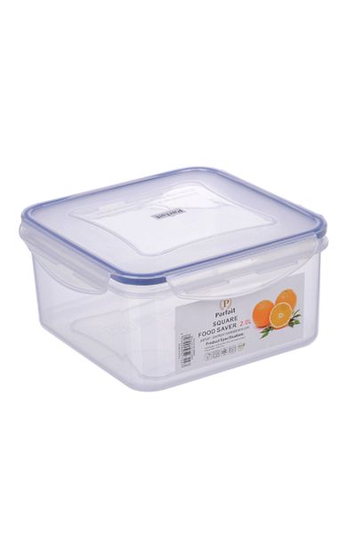 Parfait Square Airtight Leak-Proof Food Container Clear and Blue 2 Liter
