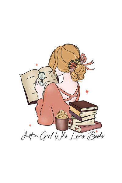 INOVATIX Set of 8 pieces, Sticker Just A Girl Who Loves Books, INOVATIX®. 6 cm