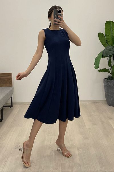Nazline Rochie midi pliată fără mâneci cu decolteu