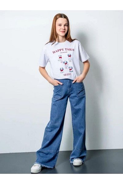 Zekids Tricou oversize pentru fete cu design imprimat câine