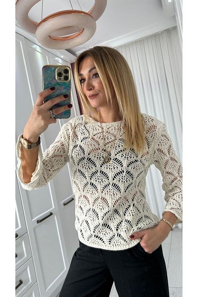 Luq Women's Openwork Blouse Spanish Sleeve