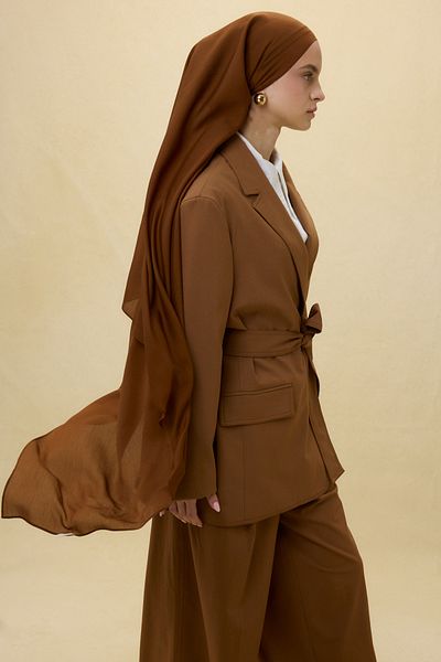 FENZA SCARF Paris Silk Caramel Color Cotton Shal