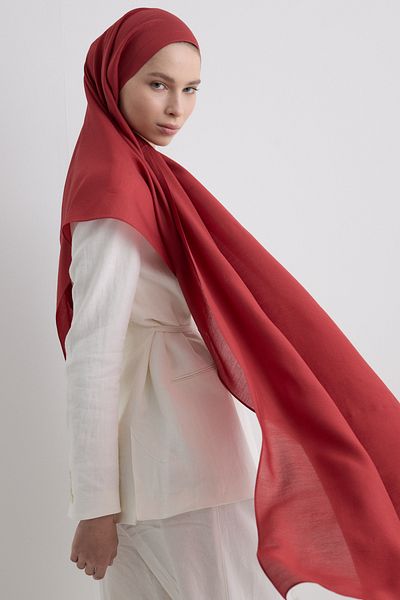 FENZA SCARF Paris Silk Red Color Cotton Shawl
