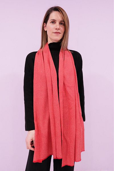 Defne&Apollon İpekçilik Hand Woven Peace Silk Scarf&Shawl 40 X 190 cm - Red