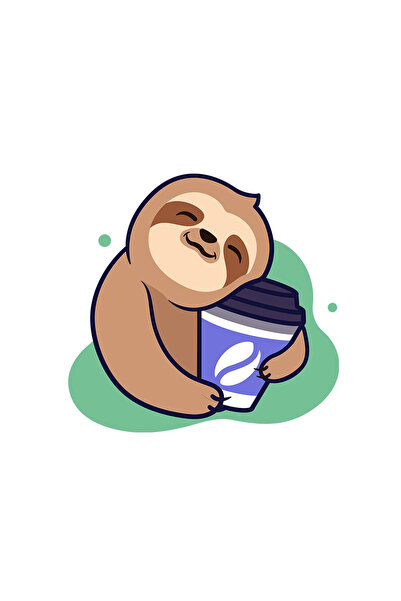 INOVATIX Set de 8 piese, autocolant Leneșul are nevoie de cafea, INOVATIX®. 6 cm