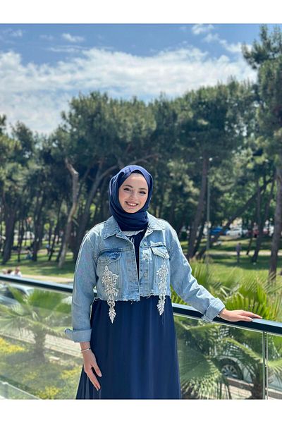 Ranasubaşı Lace Embroidered Jean Jacket